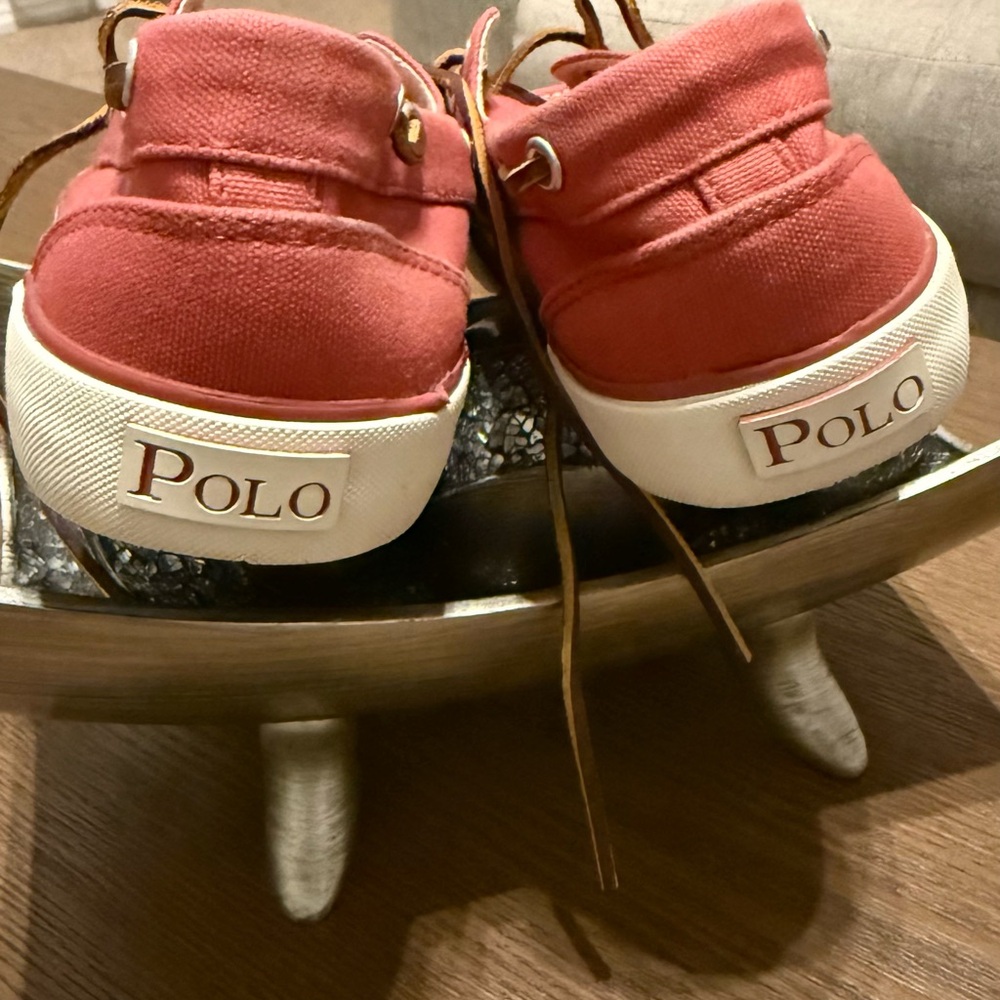 Polo by Ralph Lauren Coral Canvas Boat Shoes with Leather Laces - Picture 3 of 7